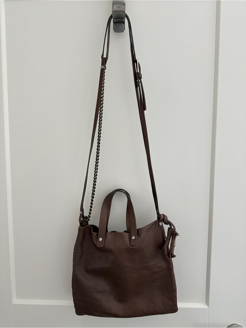 Marni Brown Leather Tote Bag Crossbody Shoulder Bag Made in Italy